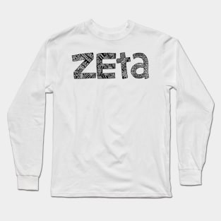 Zeta Letter Doodle Pattern Long Sleeve T-Shirt